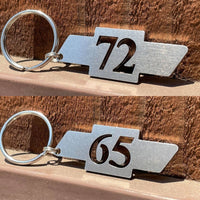 Load image into Gallery viewer, Two Digit Bowtie Stainless Steel Keychains Years from 53/96
