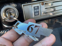 Load image into Gallery viewer, Two Digit Bowtie Stainless Steel Keychains Years from 53/96

