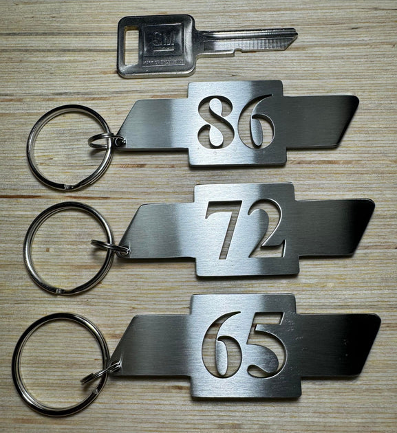 Two Digit Bowtie Stainless Steel Keychains Years from 53/96 | C10Trucks