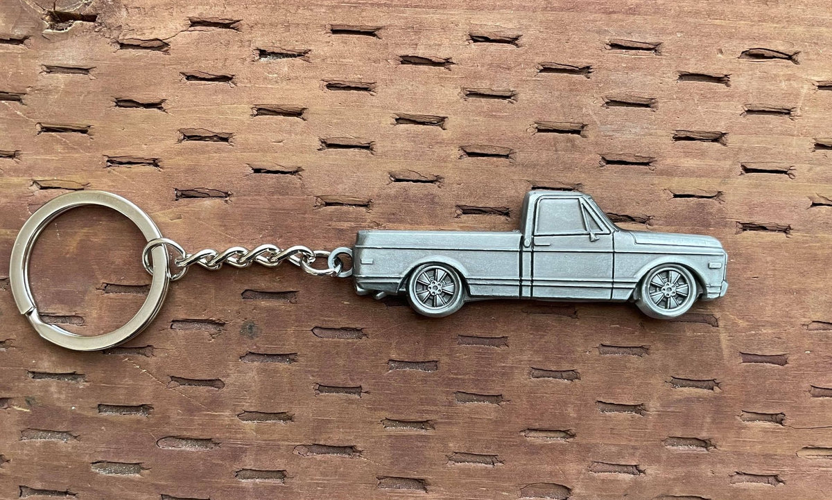 Double Sided 3D C10 1967–1972 Metal Truck Keychain Side View