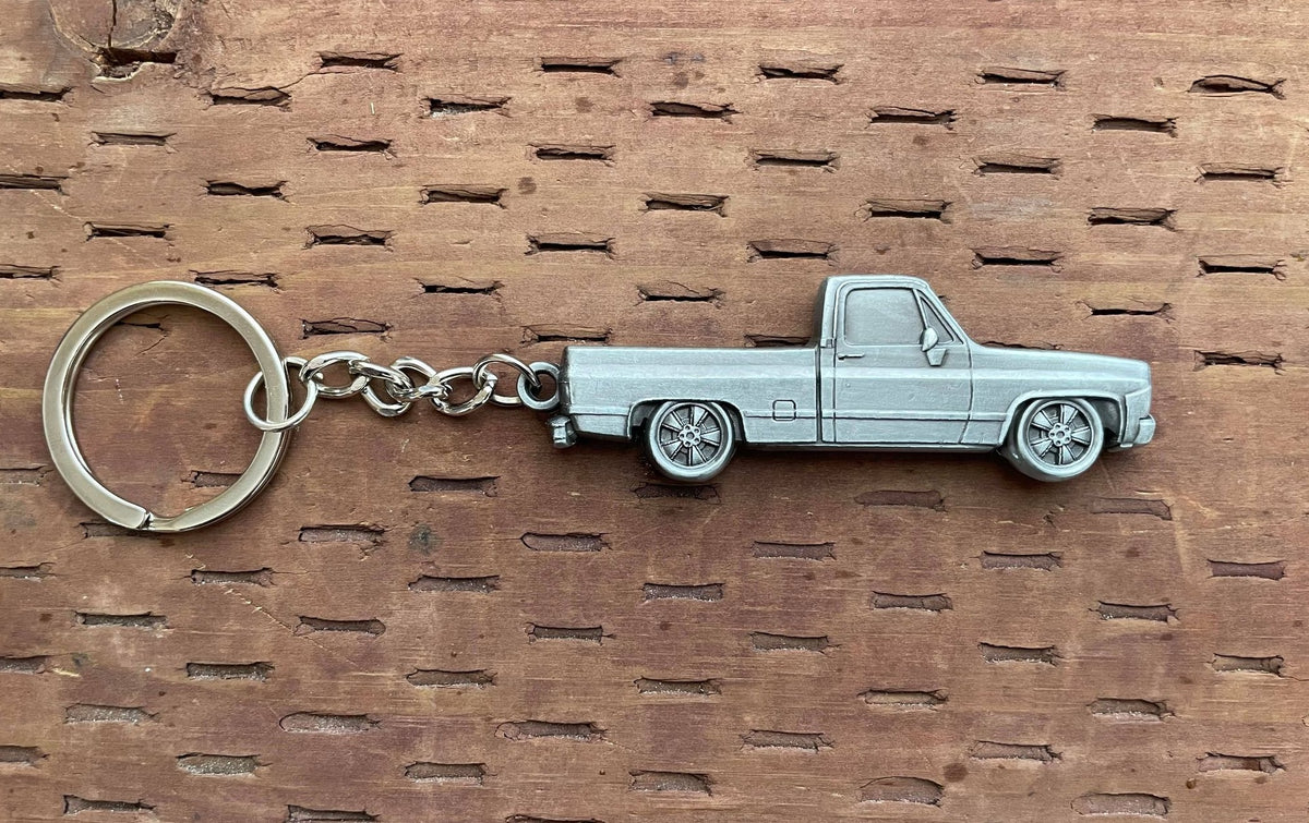 Double Sided 3D 1973–1987 Metal Truck Keychain Side View