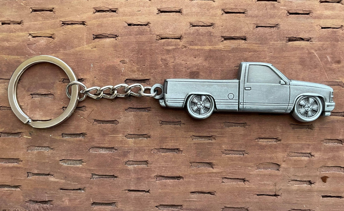 Double Sided 3D OBS 1988–1998 Metal Truck Keychain Side View