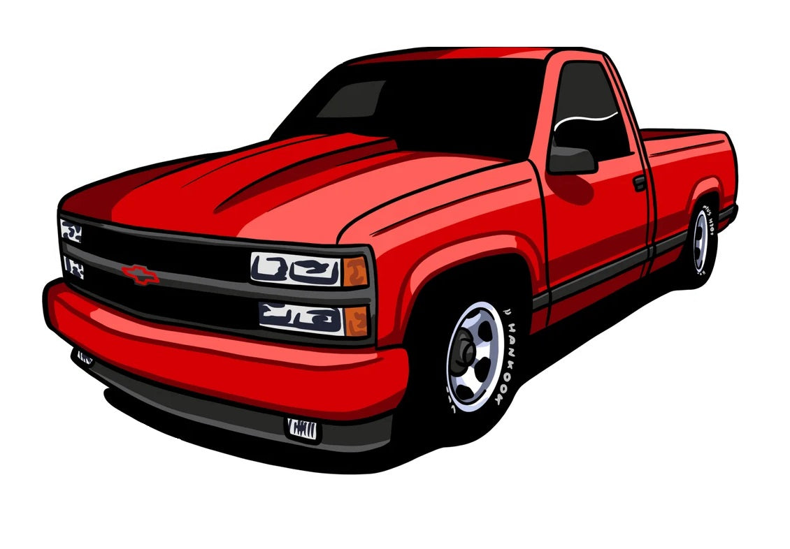 OBS Chevy Truck Sticker Red (5 Inches)