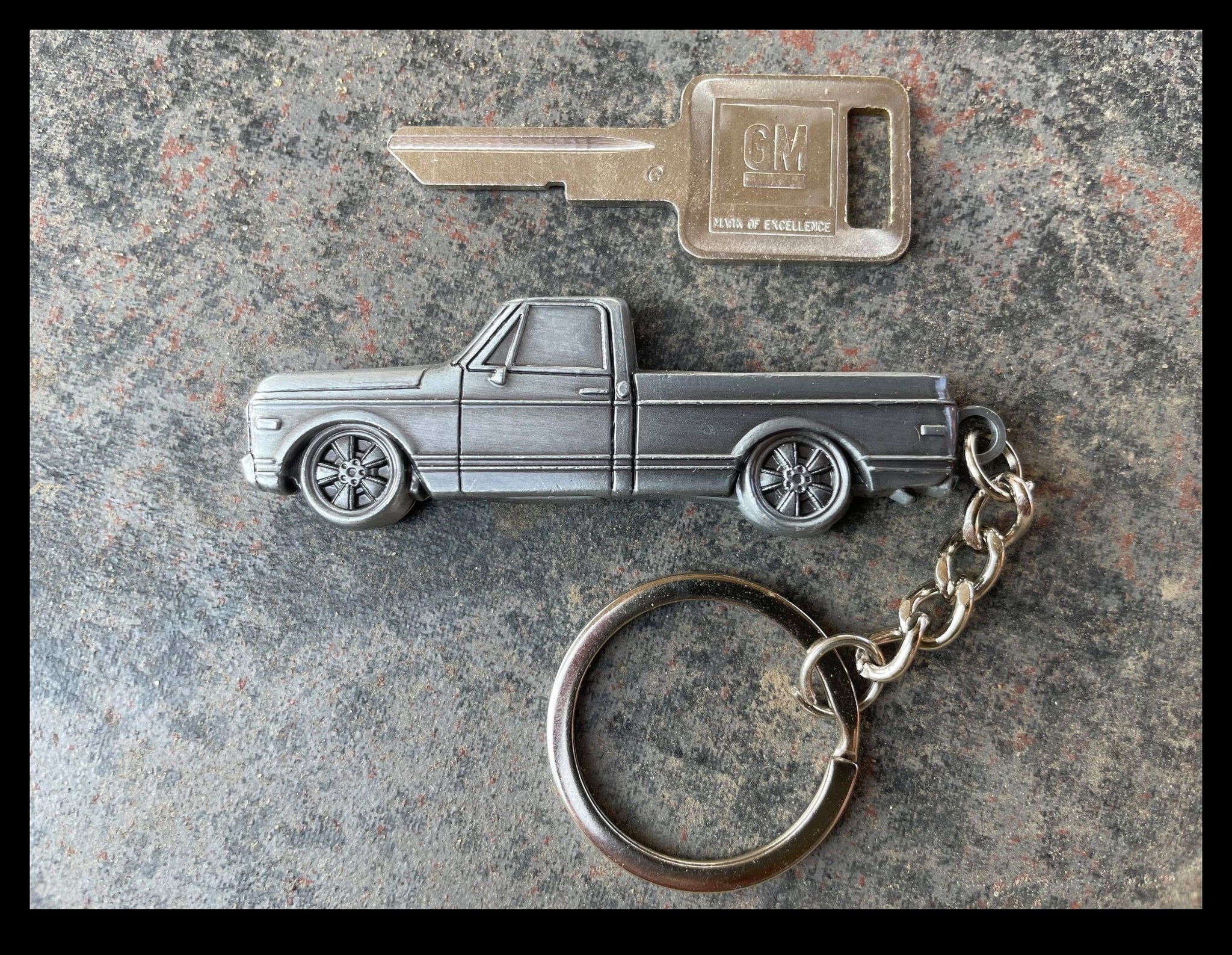 Vc10 Keychain Double Sided 3D C10 1967–1972 Metal Truck Keychain Side View | C10Trucks