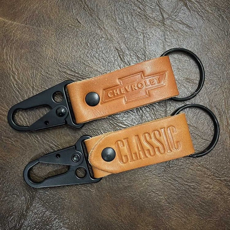 TAN Leather Chevy keychains