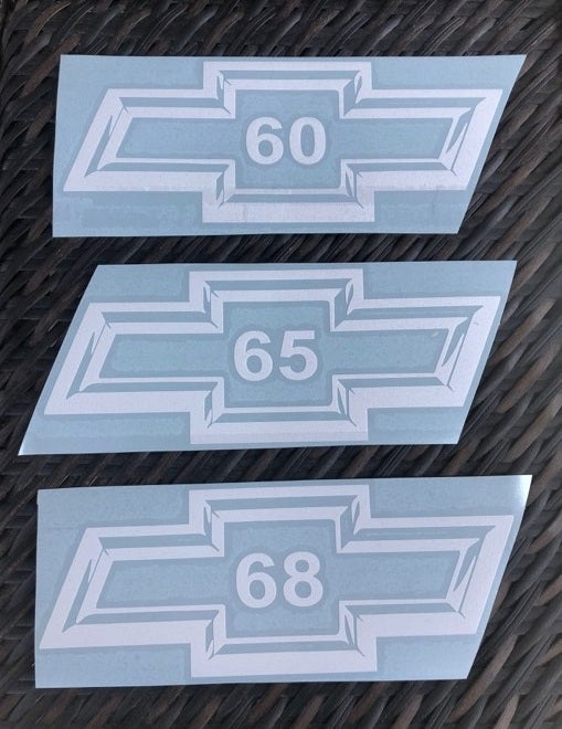 8" Chevy BowTie Year Decal 1960 to 1969