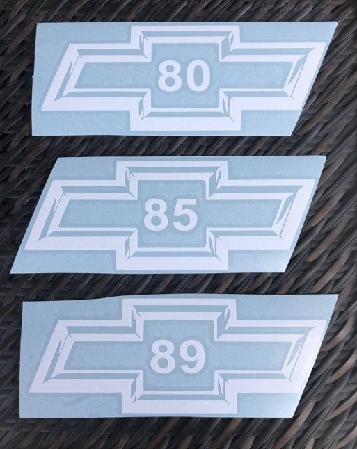 8" Chevy BowTie Year Decal 1980 to 1989