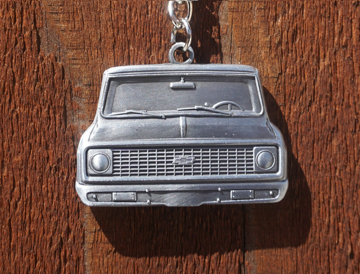 C10 Front View Double Sided 3D 1971–1972 Metal Truck Keychain