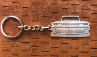 Load image into Gallery viewer, First generation C10 1960–1966 Stainless Steel Truck Keychain Front View
