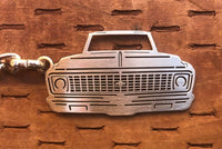 Load image into Gallery viewer, Second generation 1971–1972 Stainless Steel C10 Truck Keychain Front View
