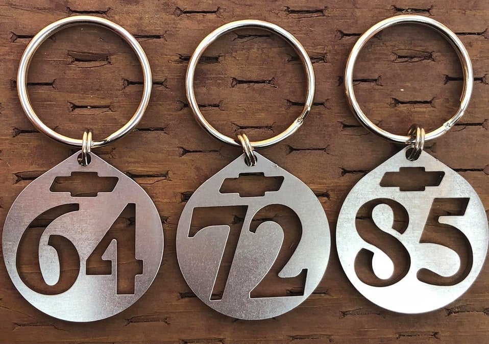 1960 To 1988 Chevy 2 Digit Stainless Steel Keychains