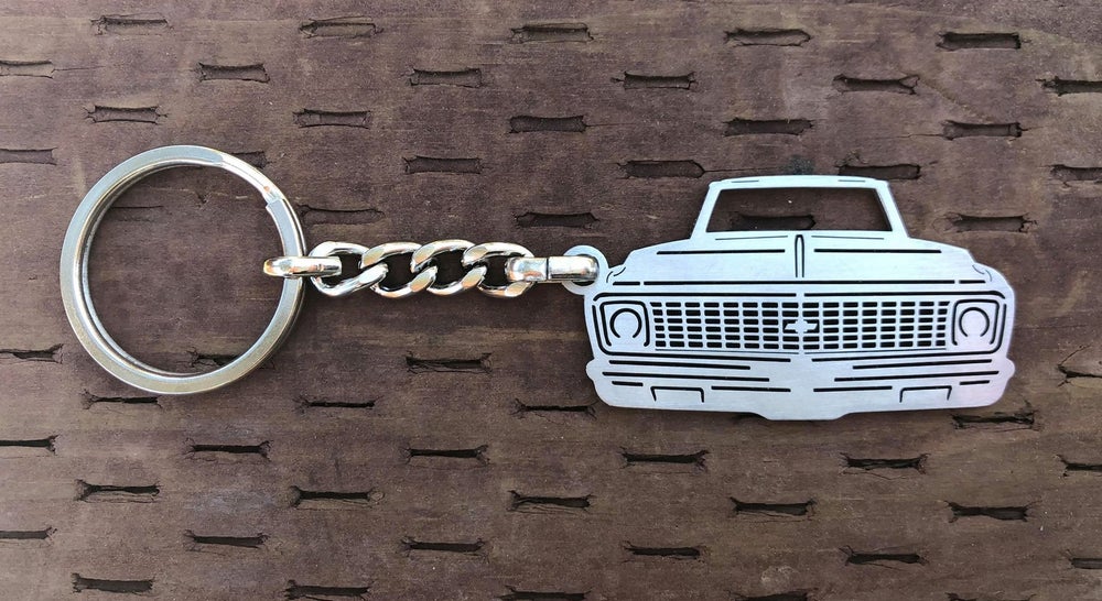 Second generation 1971–1972 Stainless Steel C10 Truck Keychain Front View